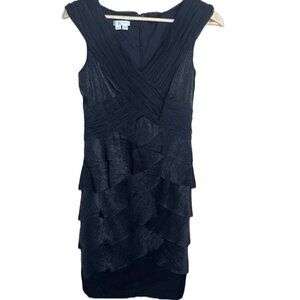 LONDON times black v neck cocktail dress